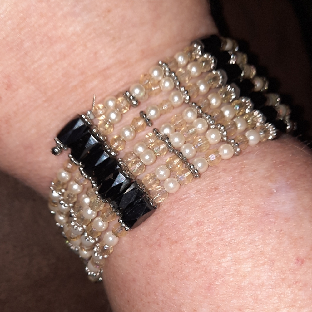 2 pearl hematite gemstone magnetic therapy adjustable strands Bracelet Necklace